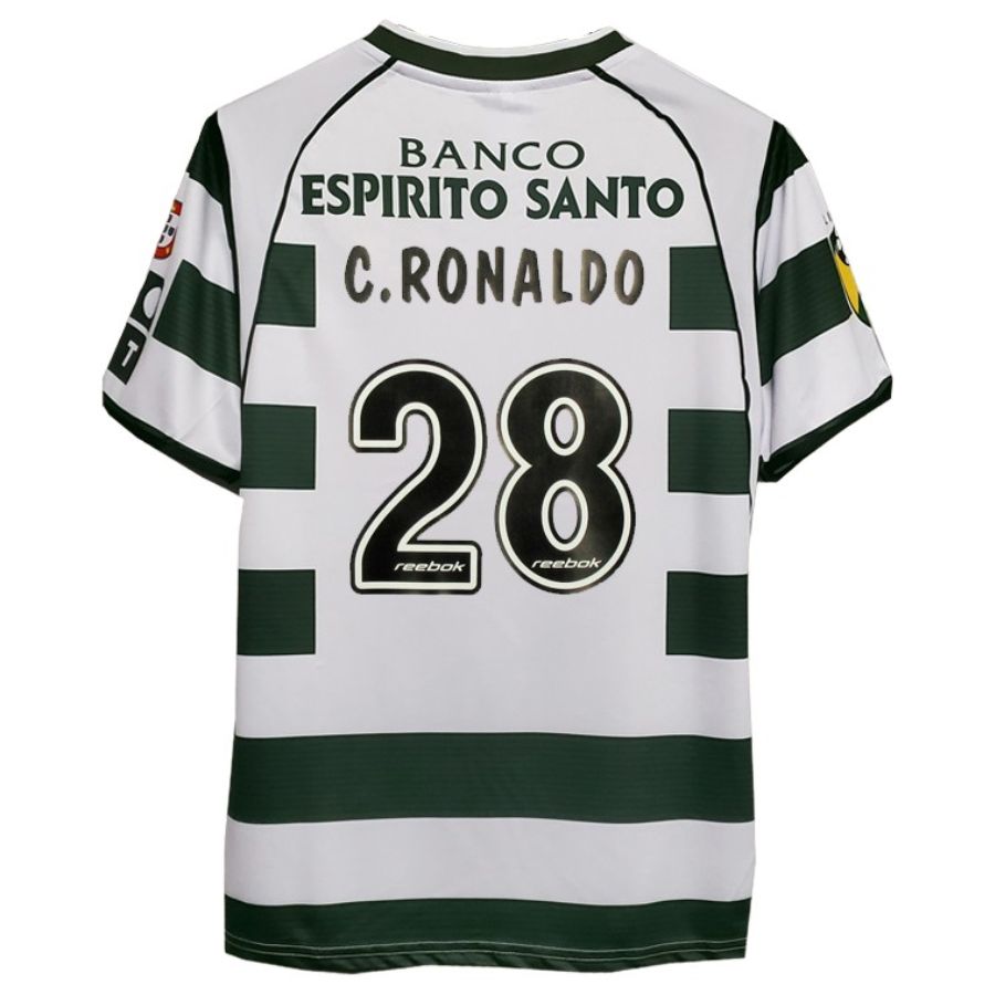 Cristiano Ronaldo #28 Sporting Home Retro Jersey 2002/03 - image 1