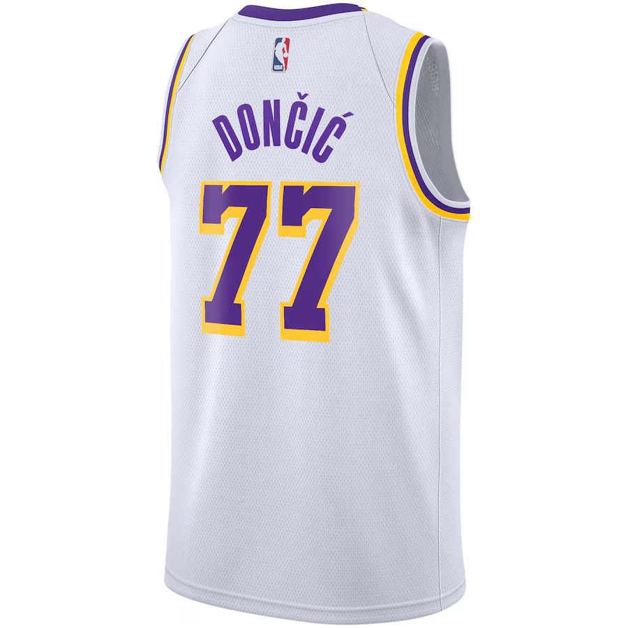Luka Dončić Los Angeles Lakers Unisex Swingman Jersey - Icon Edition - Gol, Purple, White - image 9