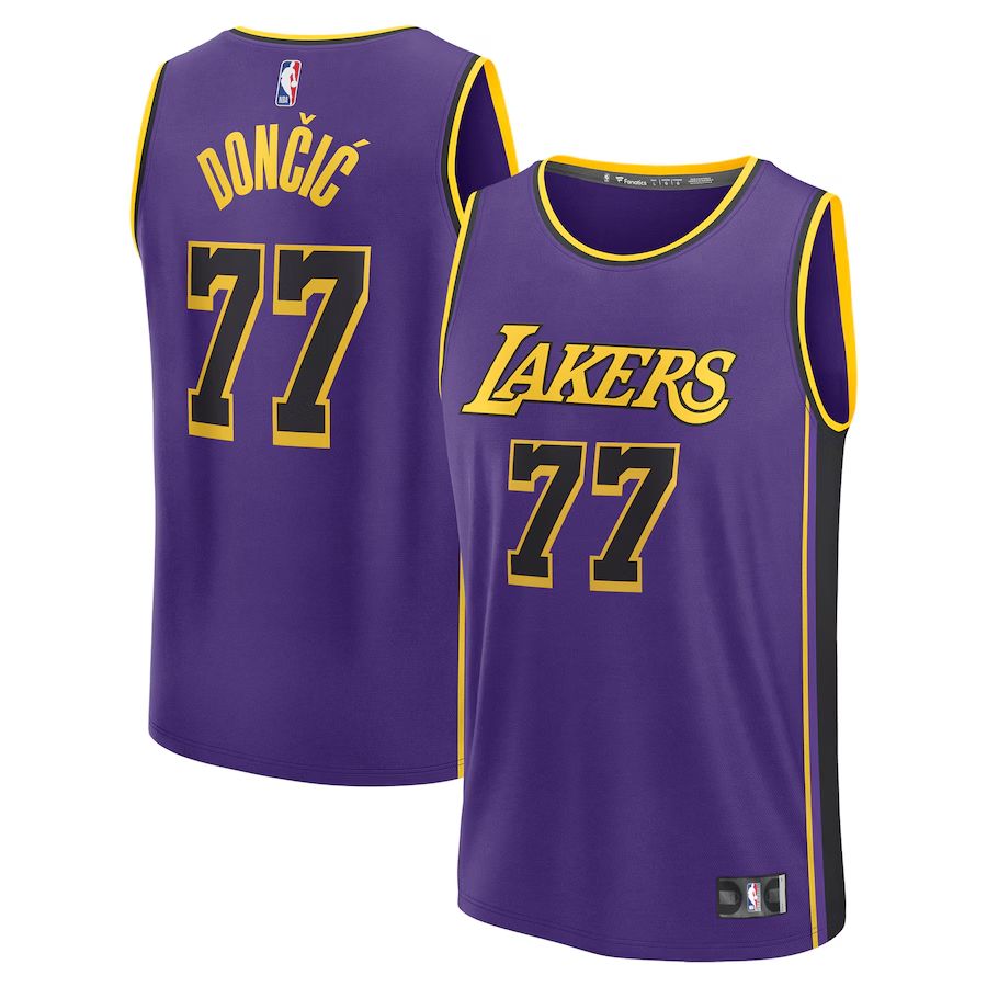 Luka Dončić Los Angeles Lakers Unisex Swingman Jersey - Icon Edition - Gol, Purple, White - image 5