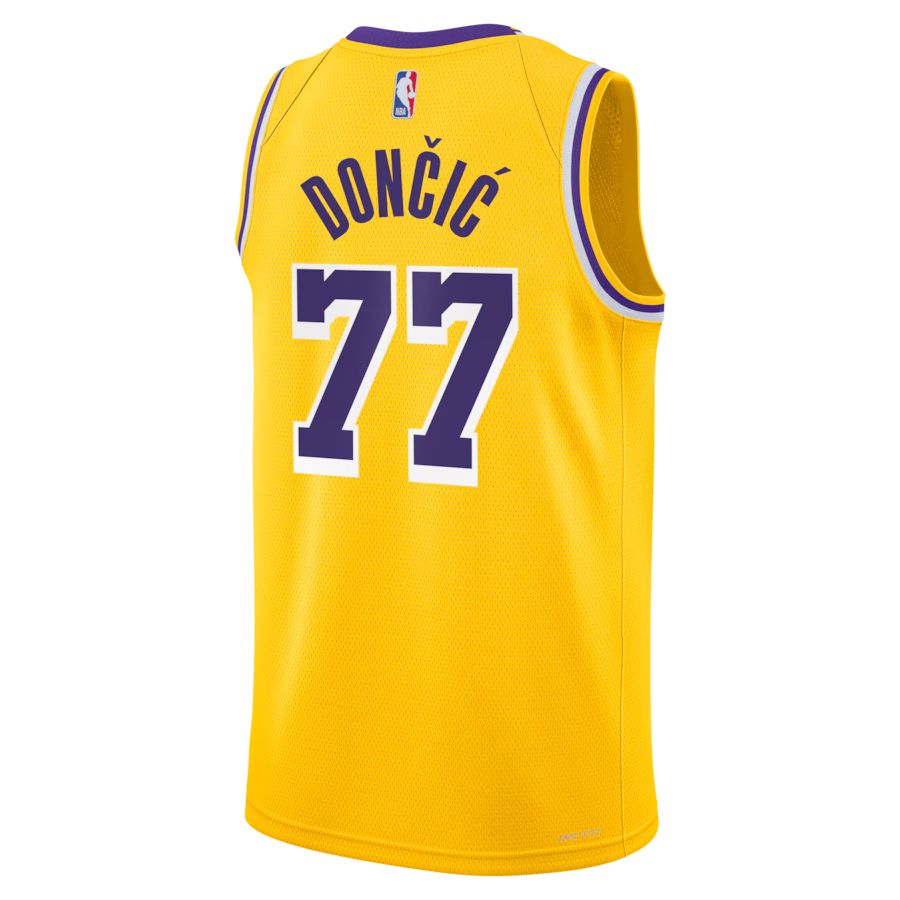 Luka Dončić Los Angeles Lakers Unisex Swingman Jersey - Icon Edition - Gol, Purple, White - image 5