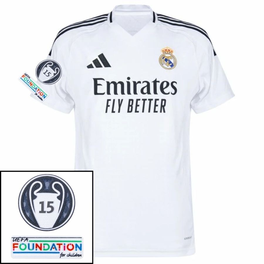 Real Madrid Home Fan Jersey 2024/25 es UCL UEFA Foundation (Official Printing)