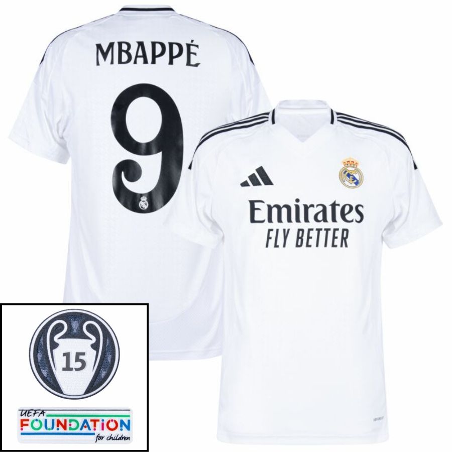 Real Madrid Home Fan Jersey 2024/25 es UCL UEFA Foundation (Official Printing)