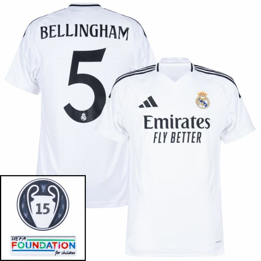 Real Madrid Home Fan Jersey 2024/25 es UCL UEFA Foundation (Official Printing)