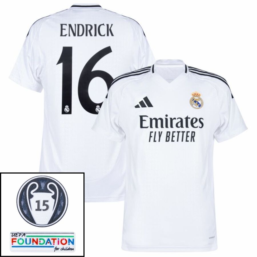 Real Madrid Home Fan Jersey 2024/25 es UCL UEFA Foundation (Official Printing)