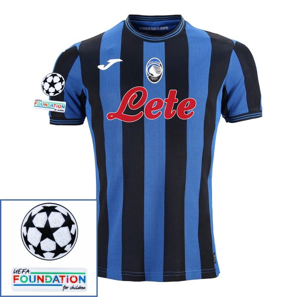 Atalanta Home Fan Jersey 2024/25 Patches UCL UEFA Foundation (Official Printing)