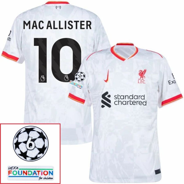 Liverpool Mac Allister 10 Away 2024/25 Patches UCL UEFA Foundation (Official Printing)