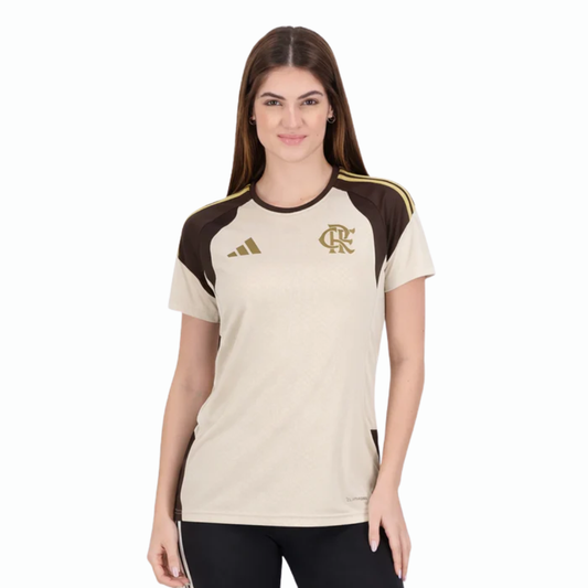 Camisa Feminina Flamengo Treino 2026 Bege - Fan Version