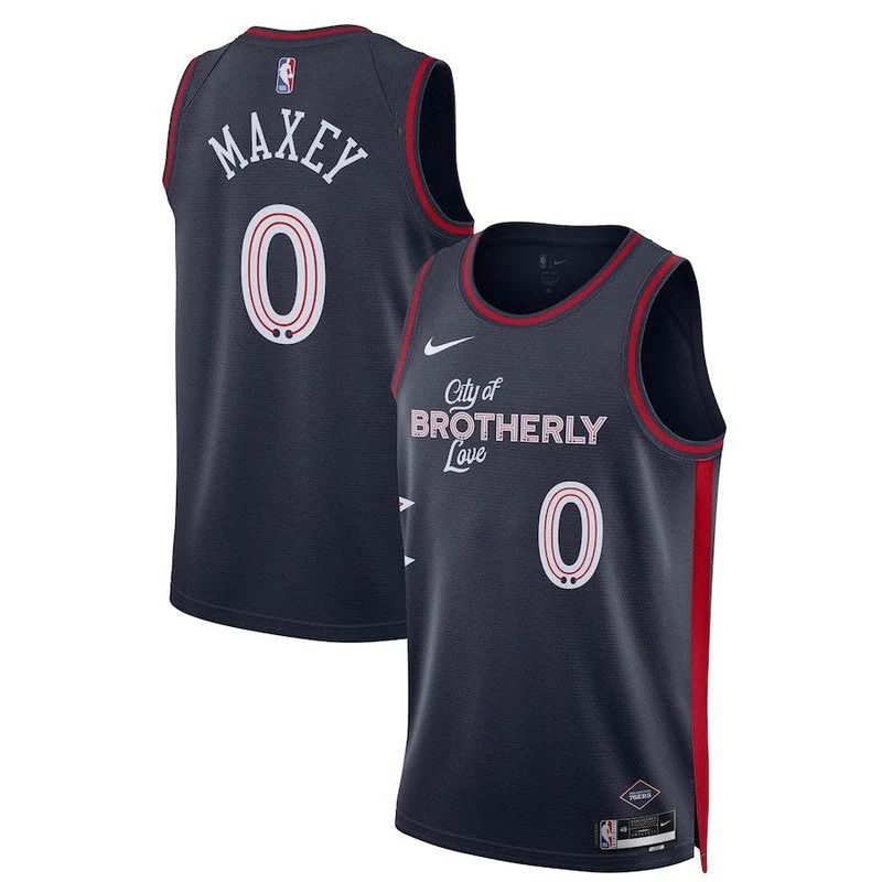 Tyrese Maxey Philadelphia 76ers Unisex 23/24 NBA Jersey - Navy - City Edition - image 1