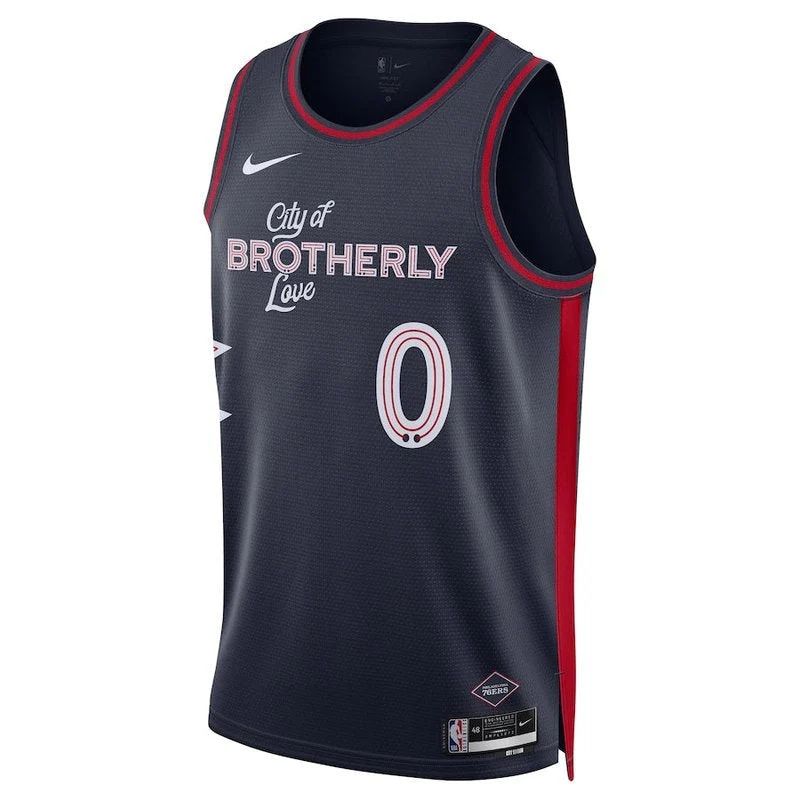 Tyrese Maxey Philadelphia 76ers Unisex 23/24 NBA Jersey - Navy - City Edition - image 2